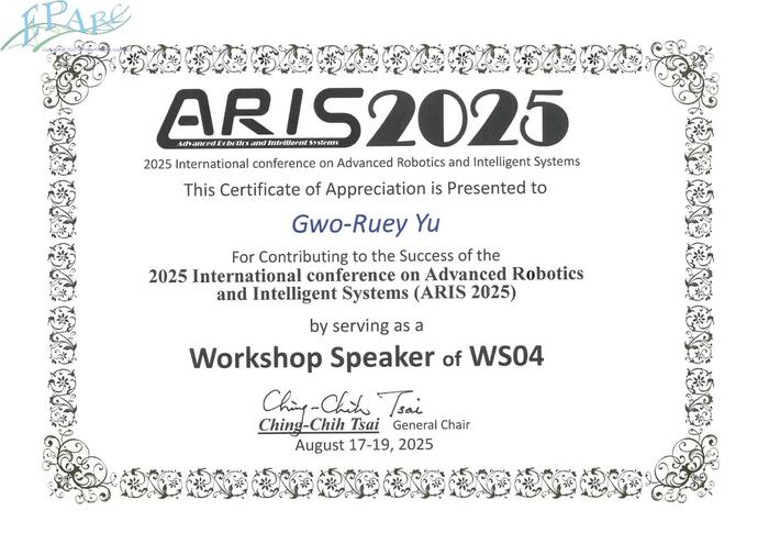 ARIS 2025 Workshop Speaker of WS04圖片